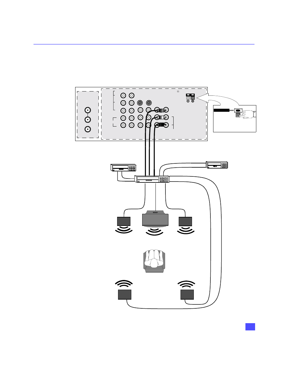 Dolby center channel input connection, Nstallation, Menu under speakers | Panasonic PT-47WX49 User Manual | Page 12 / 58