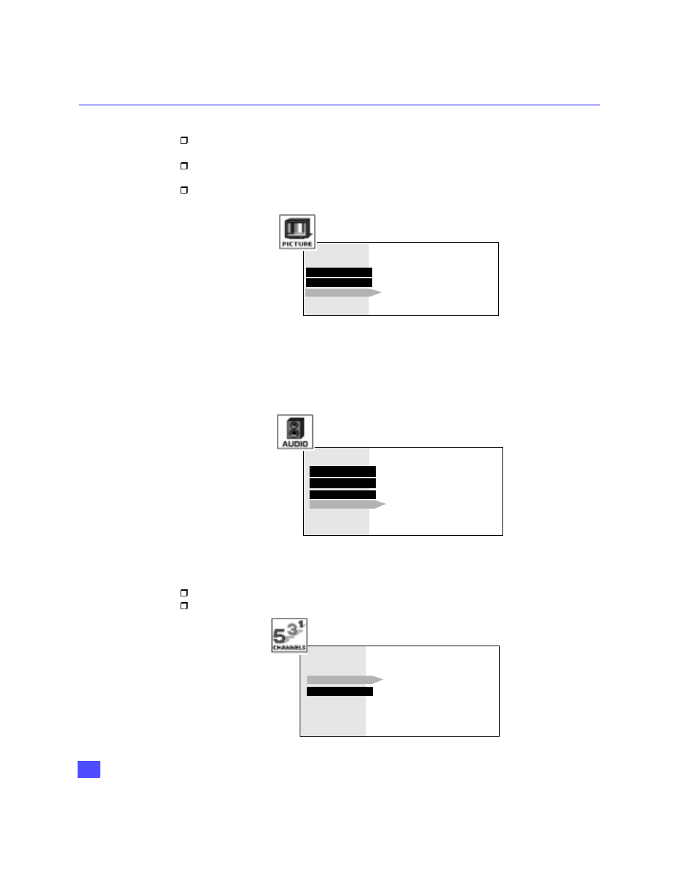 Audio, Channels - favorites, Channels | Panasonic PT-47WX49 User Manual | Page 25 / 58