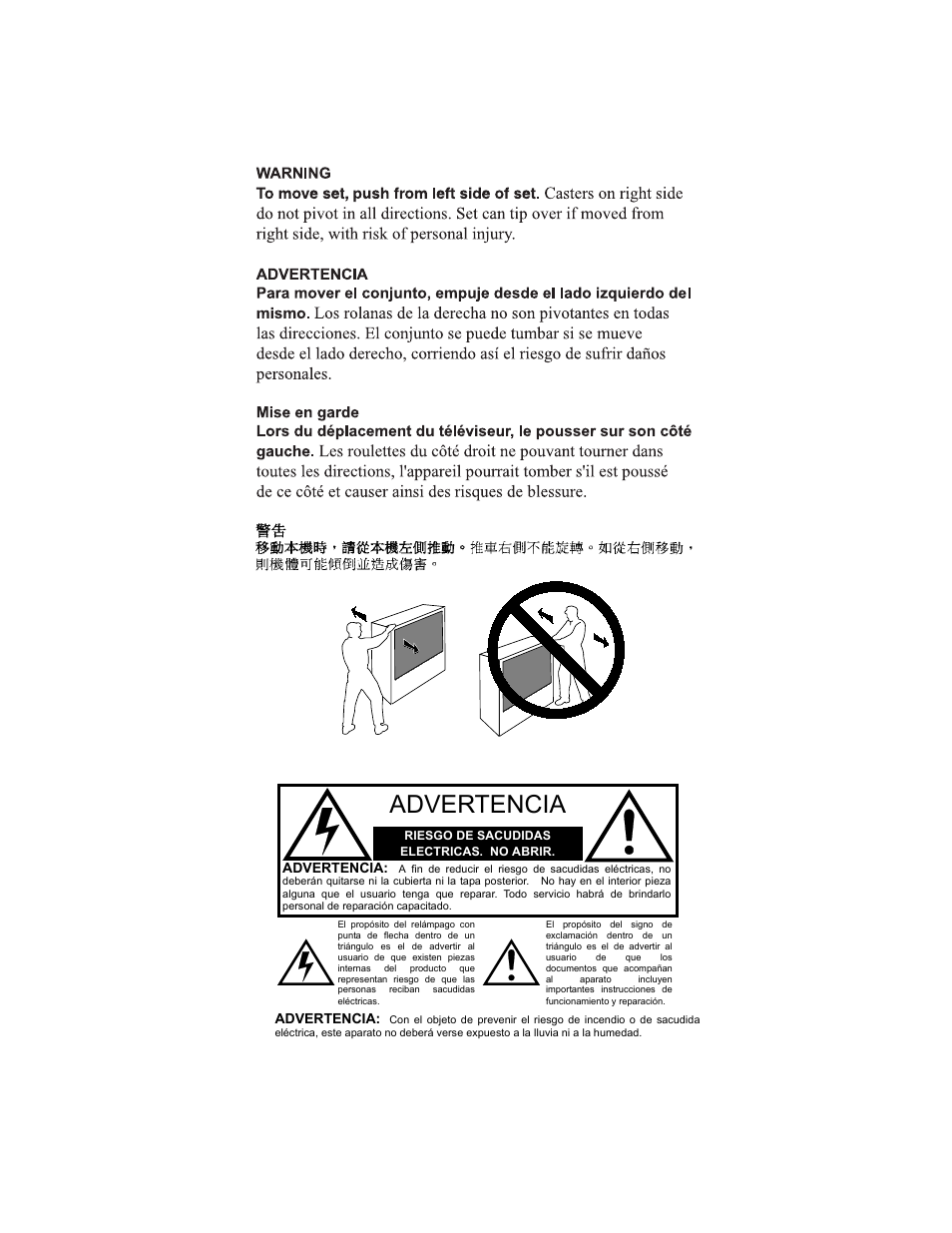 Advertencia | Panasonic PT-47WX49 User Manual | Page 31 / 58