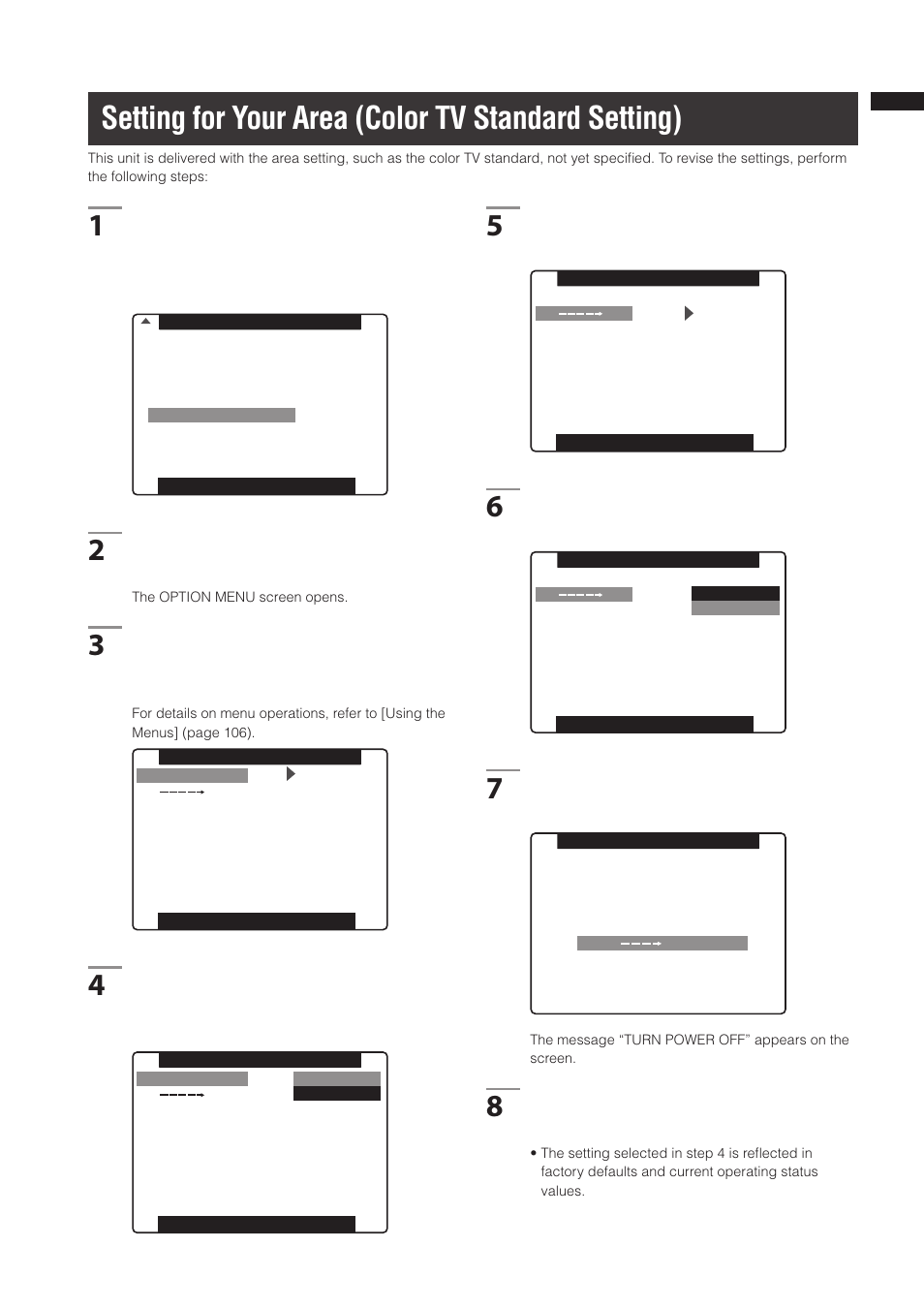Setting for your area (color tv standard setting) | Panasonic AG-3DP1G User Manual | Page 13 / 140