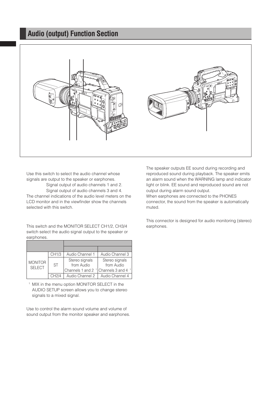 Audio (output) function section | Panasonic AG-3DP1G User Manual | Page 18 / 140