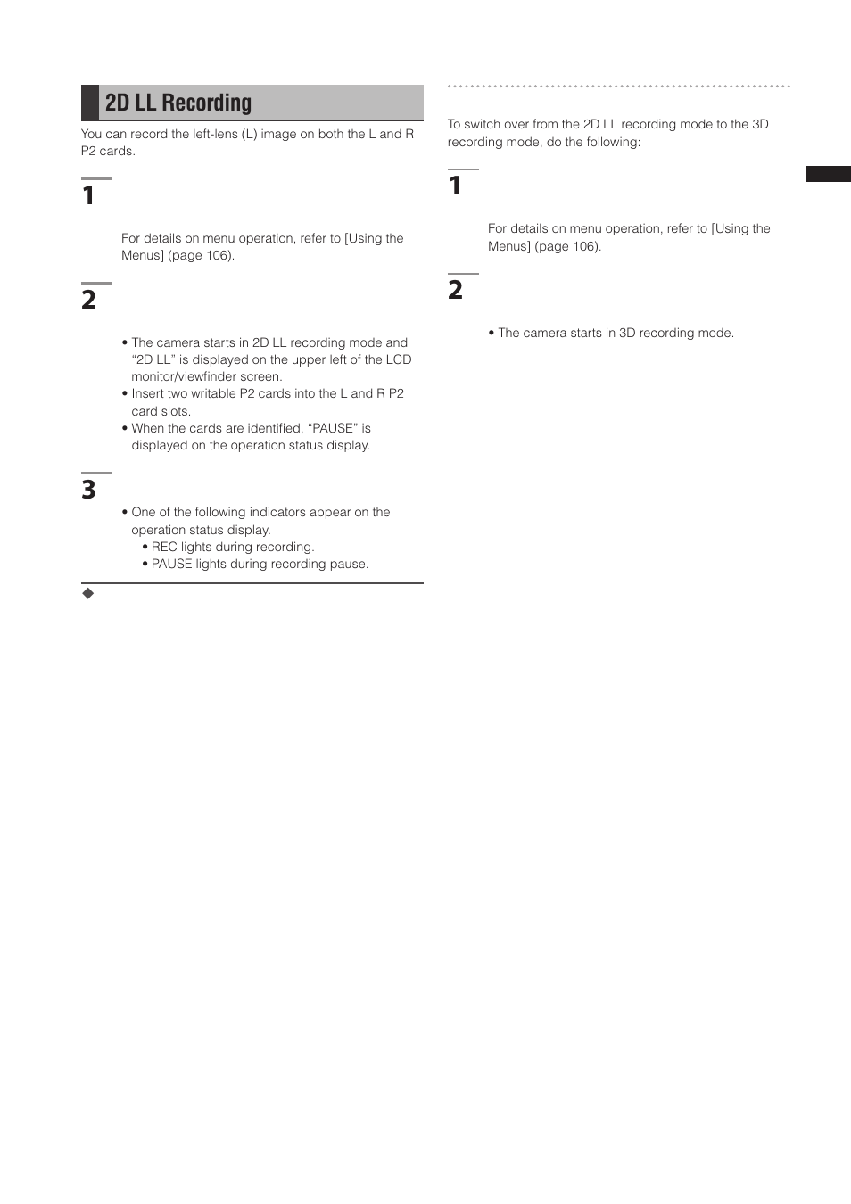 2d ll recording | Panasonic AG-3DP1G User Manual | Page 35 / 140