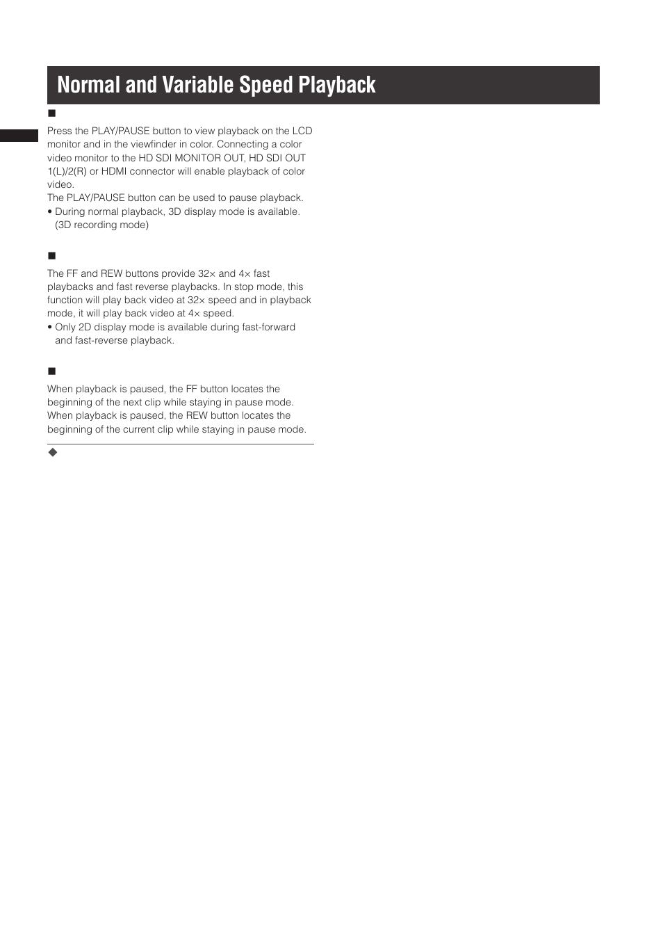 Normal and variable speed playback | Panasonic AG-3DP1G User Manual | Page 42 / 140