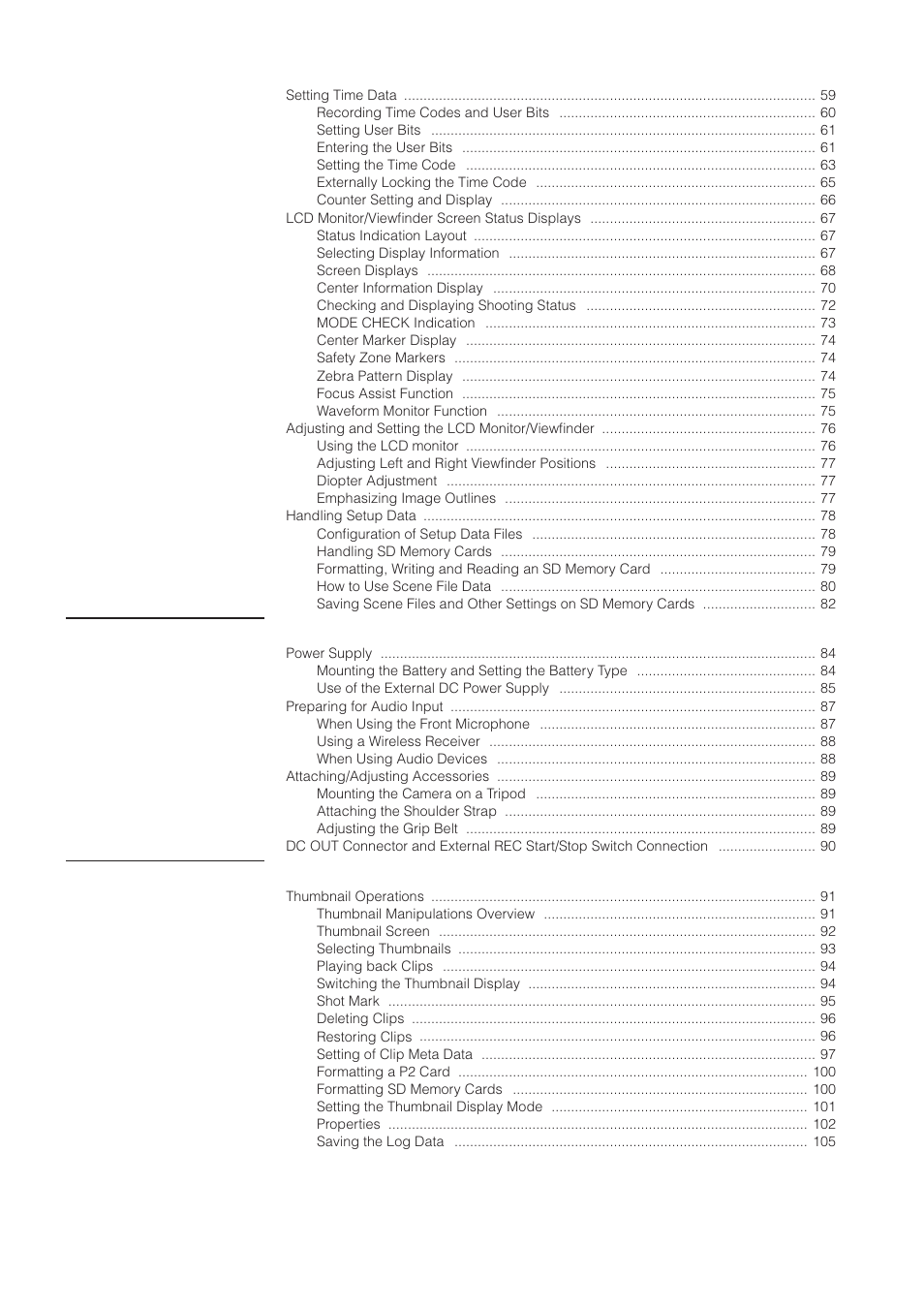 Chapter 5 preparation, Chapter 6 manipulating clips with thumbnails | Panasonic AG-3DP1G User Manual | Page 8 / 140