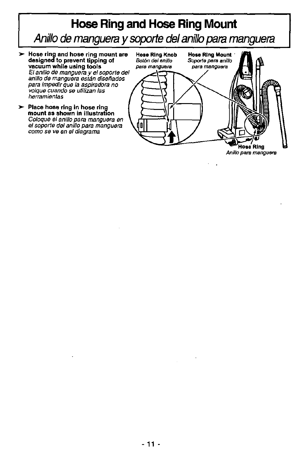 Hose ring and hose ring mount | Panasonic QUICKDRAW MC-V5750 User Manual | Page 11 / 24