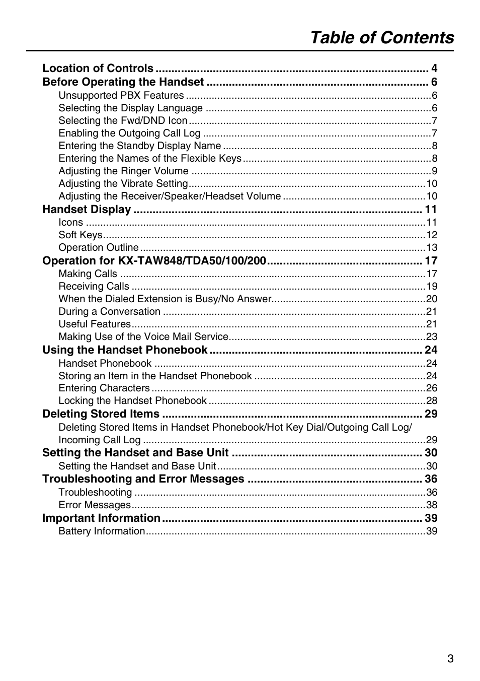 Panasonic KX-TDA50 User Manual | Page 3 / 40