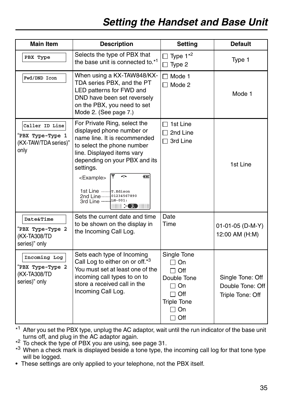 Setting the handset and base unit | Panasonic KX-TDA50 User Manual | Page 35 / 40