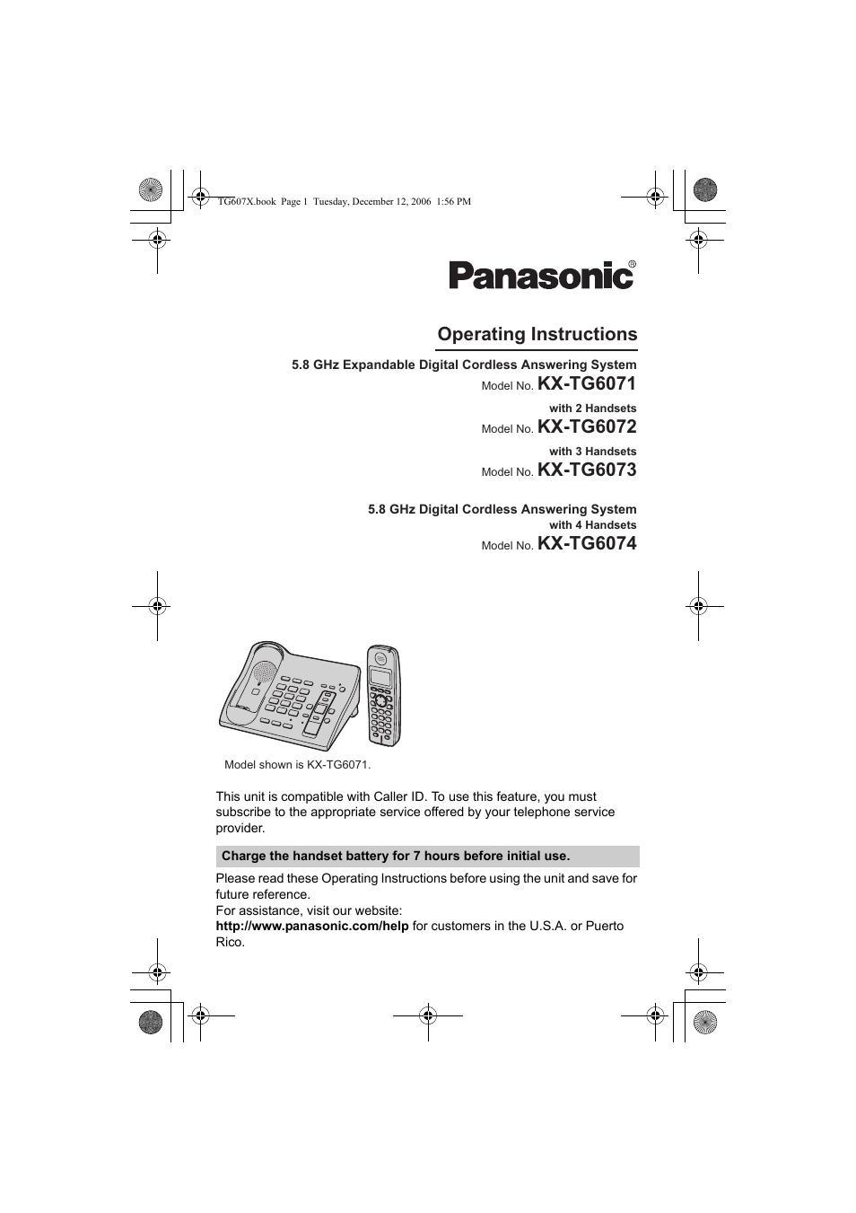 Panasonic KX-TG6073 User Manual | 56 pages