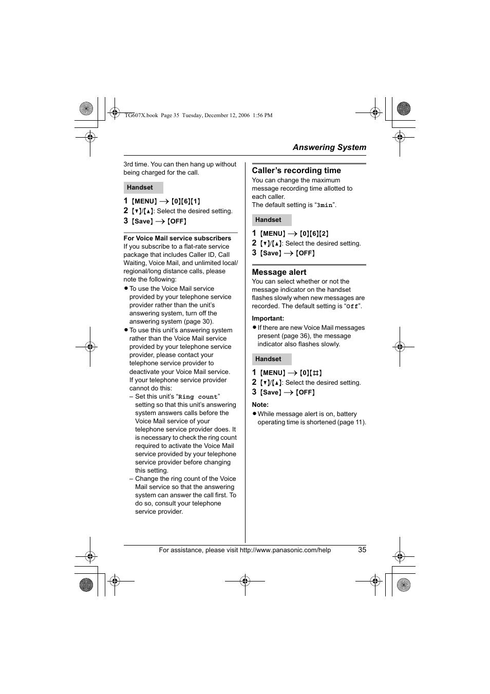 Panasonic KX-TG6073 User Manual | Page 35 / 56