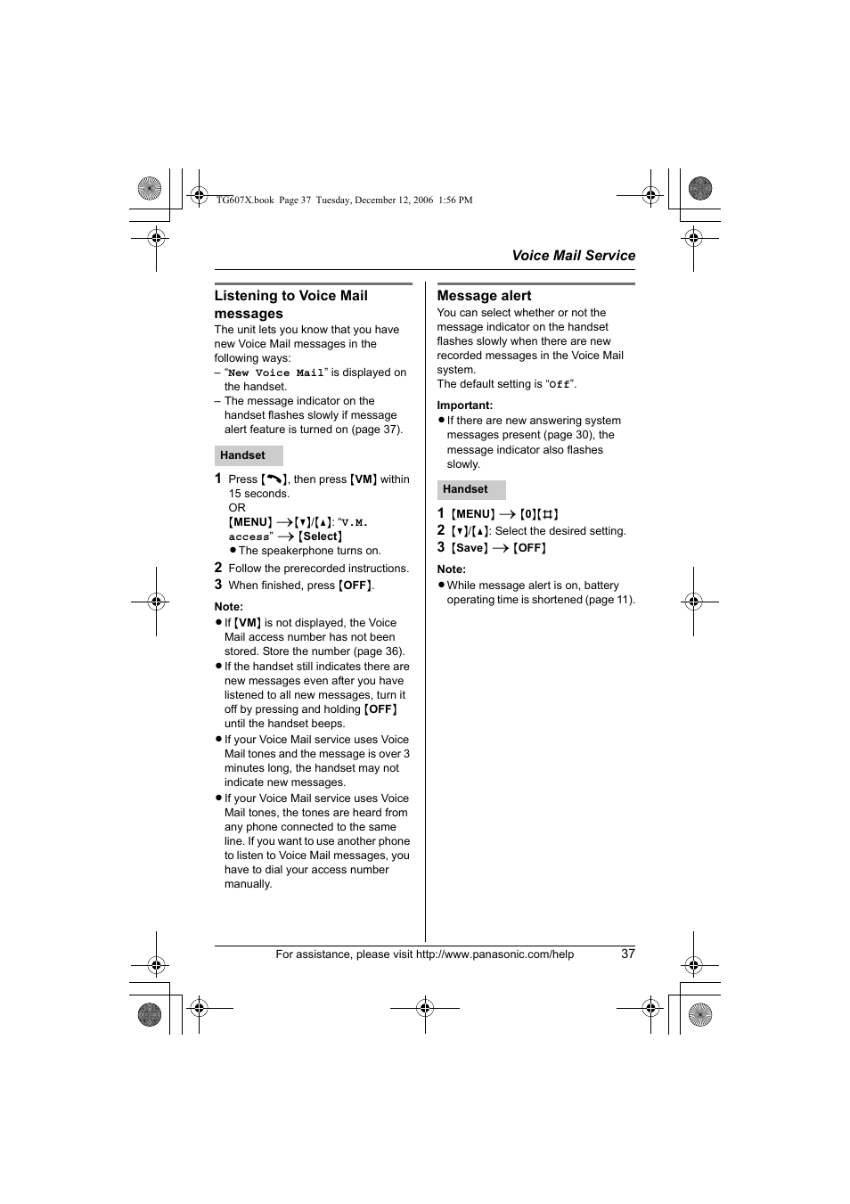 Panasonic KX-TG6073 User Manual | Page 37 / 56