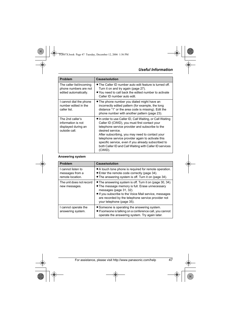 Panasonic KX-TG6073 User Manual | Page 47 / 56