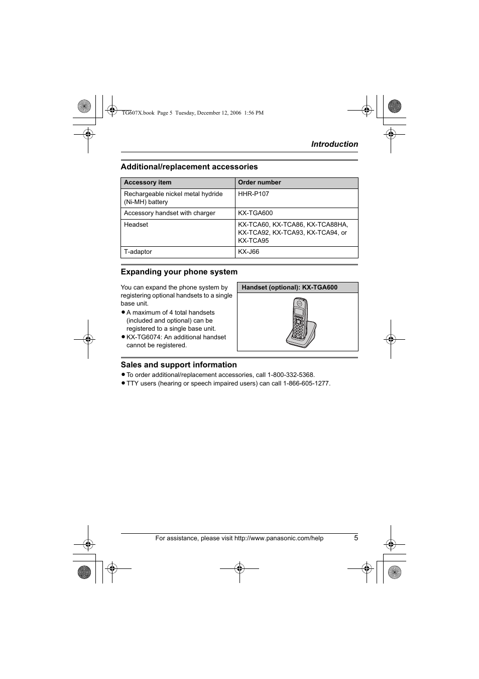 Panasonic KX-TG6073 User Manual | Page 5 / 56