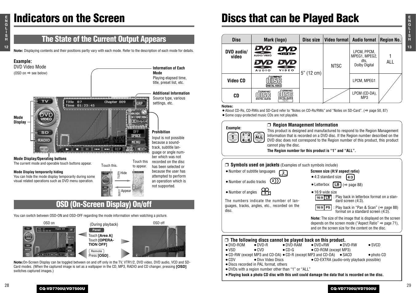 Panasonic CQ-VD7700U User Manual | Page 12 / 44
