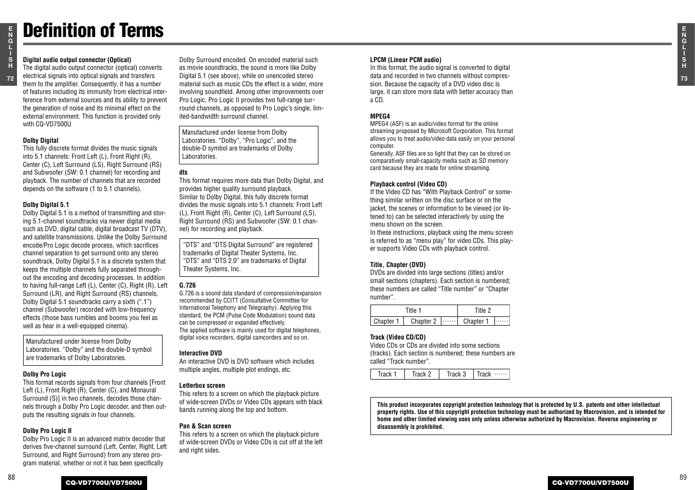 Definition of terms | Panasonic CQ-VD7700U User Manual | Page 42 / 44