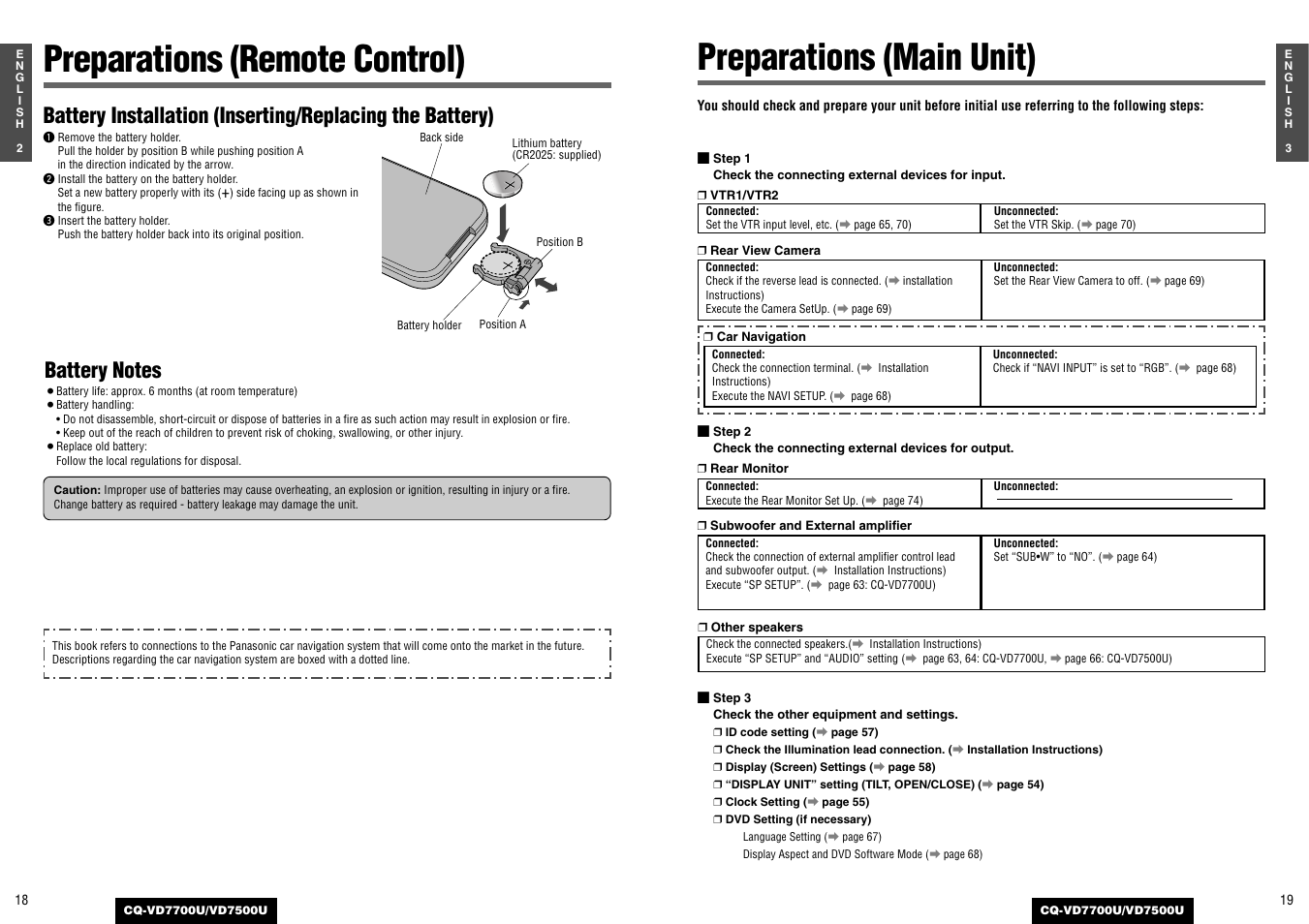 Panasonic CQ-VD7700U User Manual | Page 7 / 44