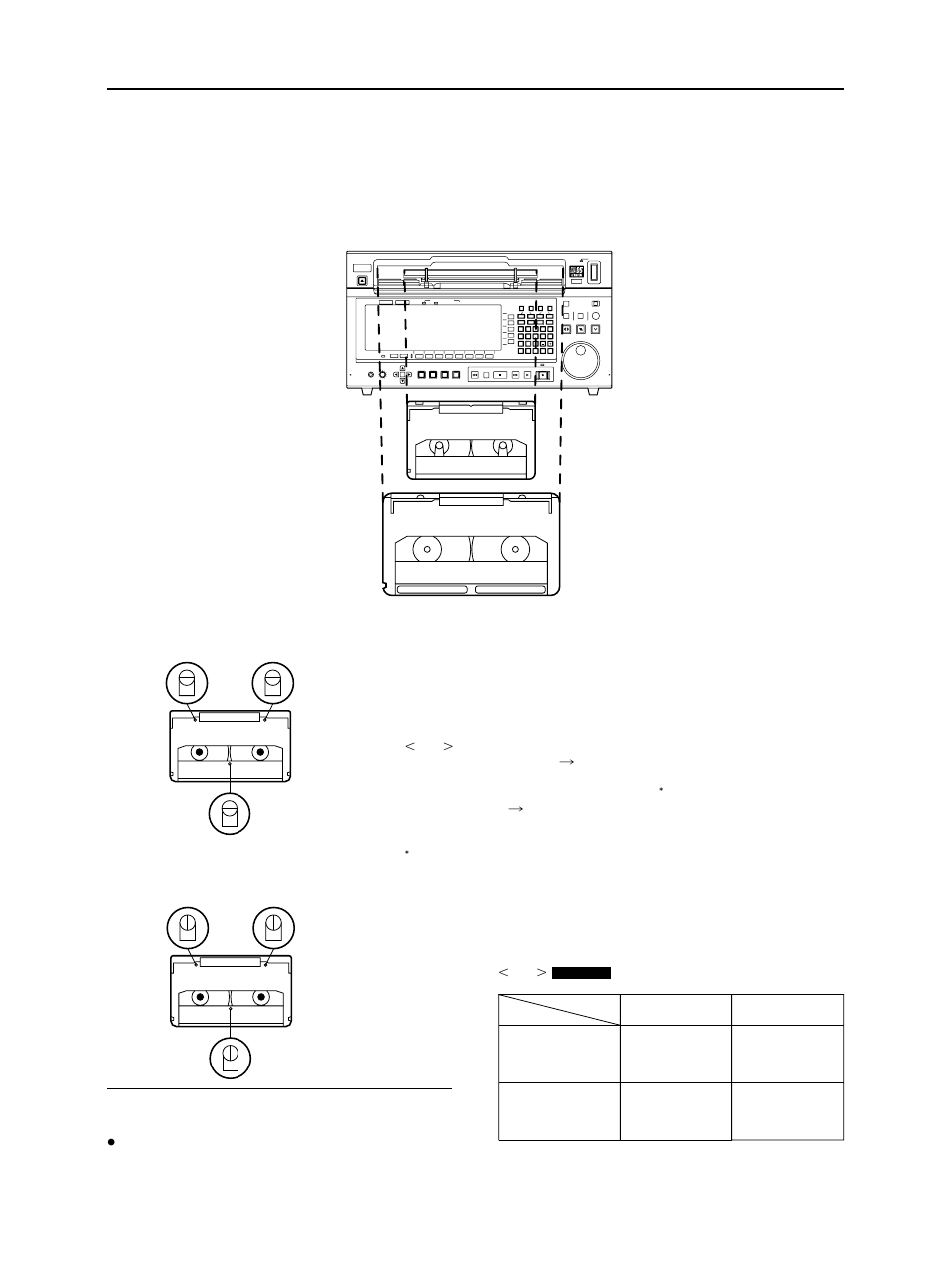 Tapes, Prohibiting recording on a tape, Enabling recording | Rec inhibit, Auto off on off, When pins a and b are at the “up” position), When pins a and b are at the “down” position), See figure below) | Panasonic VQT0F74 User Manual | Page 21 / 58