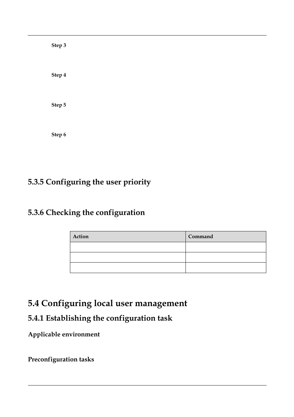 5 configuring the user priority, 6 checking the configuration, 1 establishing the configuration task | Applicable environment, Preconfiguration tasks, 5 configuring the user interface priority -7, 6 checking the configuration -14, 1 establishing the configuration task -14, 3 configuri, 4 configuring local user management | Panasonic NN46240-501 User Manual | Page 104 / 237