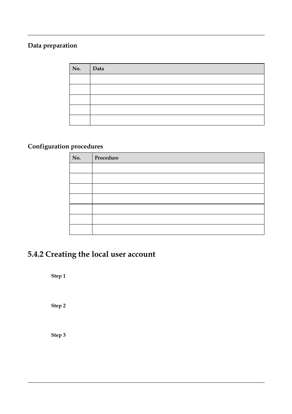 Data preparation, Configuration procedures, 2 creating the local user account | 2 creating the local user account -15 | Panasonic NN46240-501 User Manual | Page 105 / 237