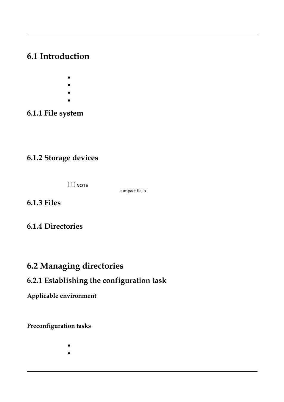 1 file system, 2 storage devices, 3 files | 4 directories, 1 establishing the configuration task, Applicable environment, Preconfiguration tasks, 1 file system -2, 2 storage devices -2, 3 files -2 | Panasonic NN46240-501 User Manual | Page 114 / 237