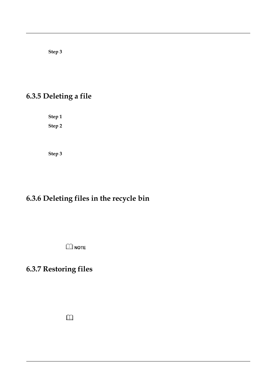 5 deleting a file, 6 deleting files in the recycle bin, 7 restoring files | 5 deleting a file -7, 6 deleting files in the recycle bin -7, 7 restoring files -7, Deleting a file, Deleting files in the recycle bin, Restoring files | Panasonic NN46240-501 User Manual | Page 119 / 237