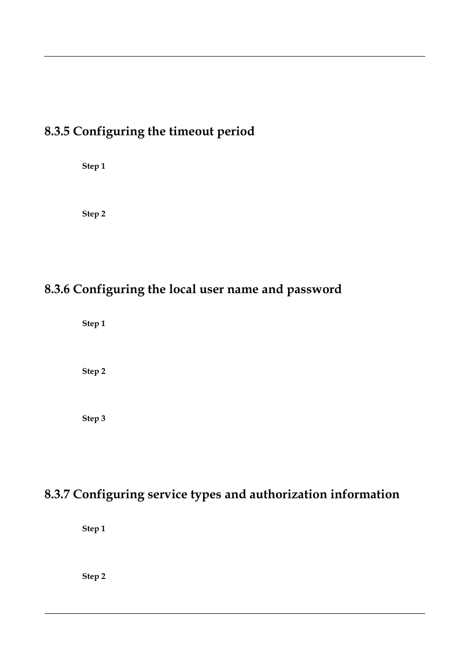 5 configuring the timeout period, 6 configuring the local user name and password, 6 configuring the local user priority -17 | 3 configuring the timeout period -4 | Panasonic NN46240-501 User Manual | Page 141 / 237