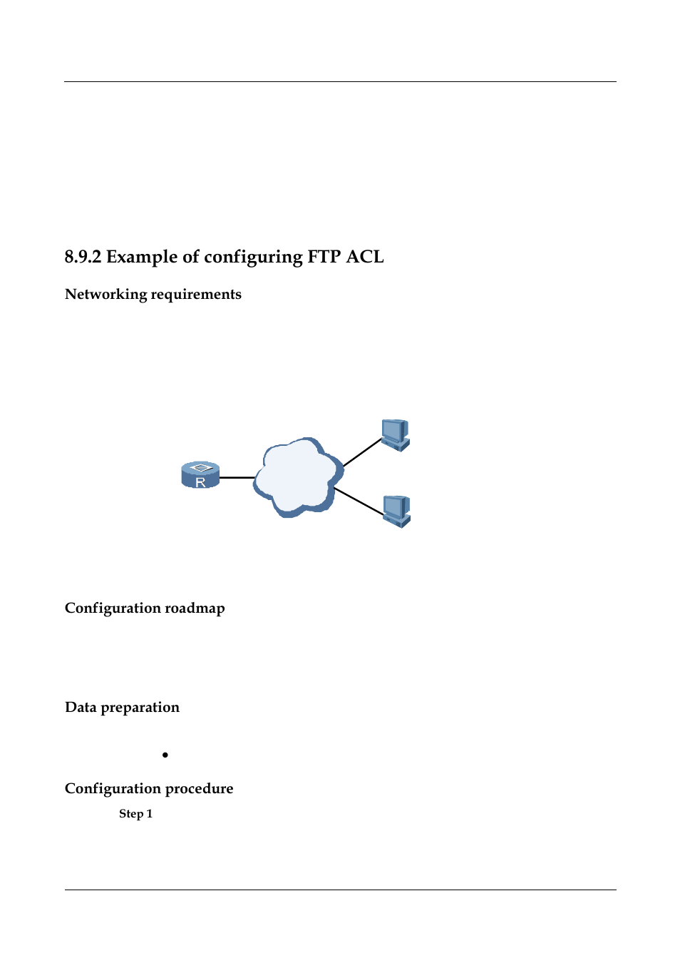 2 example of configuring ftp acl, Networking requirements, Configuration roadmap | Data preparation, Configuration procedure, 2 example of configuring ftp acl -17 | Panasonic NN46240-501 User Manual | Page 157 / 237