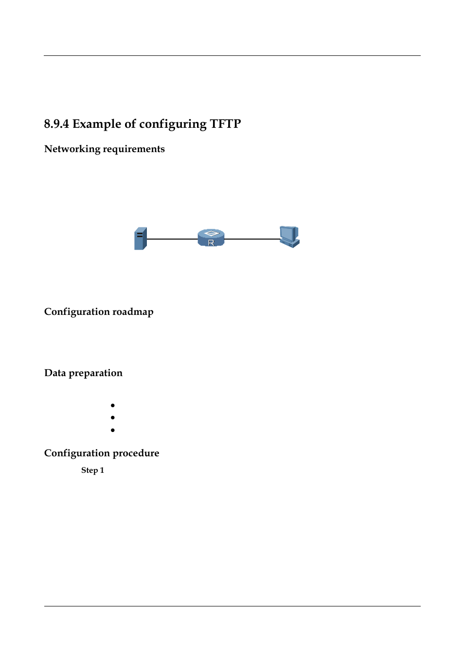 4 example of configuring tftp, Networking requirements, Configuration roadmap | Data preparation, Configuration procedure, 4 example of configuring tftp -20 | Panasonic NN46240-501 User Manual | Page 160 / 237