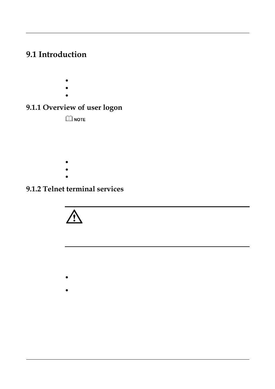 1 overview of user logon, 2 telnet terminal services, 1 overview of user logon -2 | 2 telnet terminal services -2, 1 introduction | Panasonic NN46240-501 User Manual | Page 169 / 237