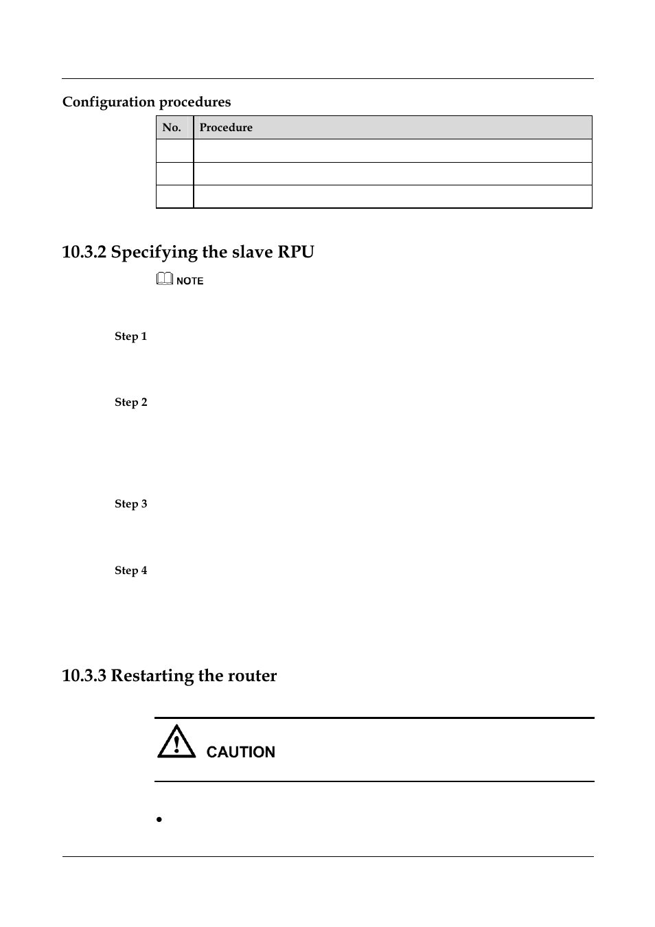 Configuration procedures, 2 specifying the slave rpu, 3 restarting the router | 2 specifying the slave rpu -5, 3 restarting the router -5 | Panasonic NN46240-501 User Manual | Page 195 / 237