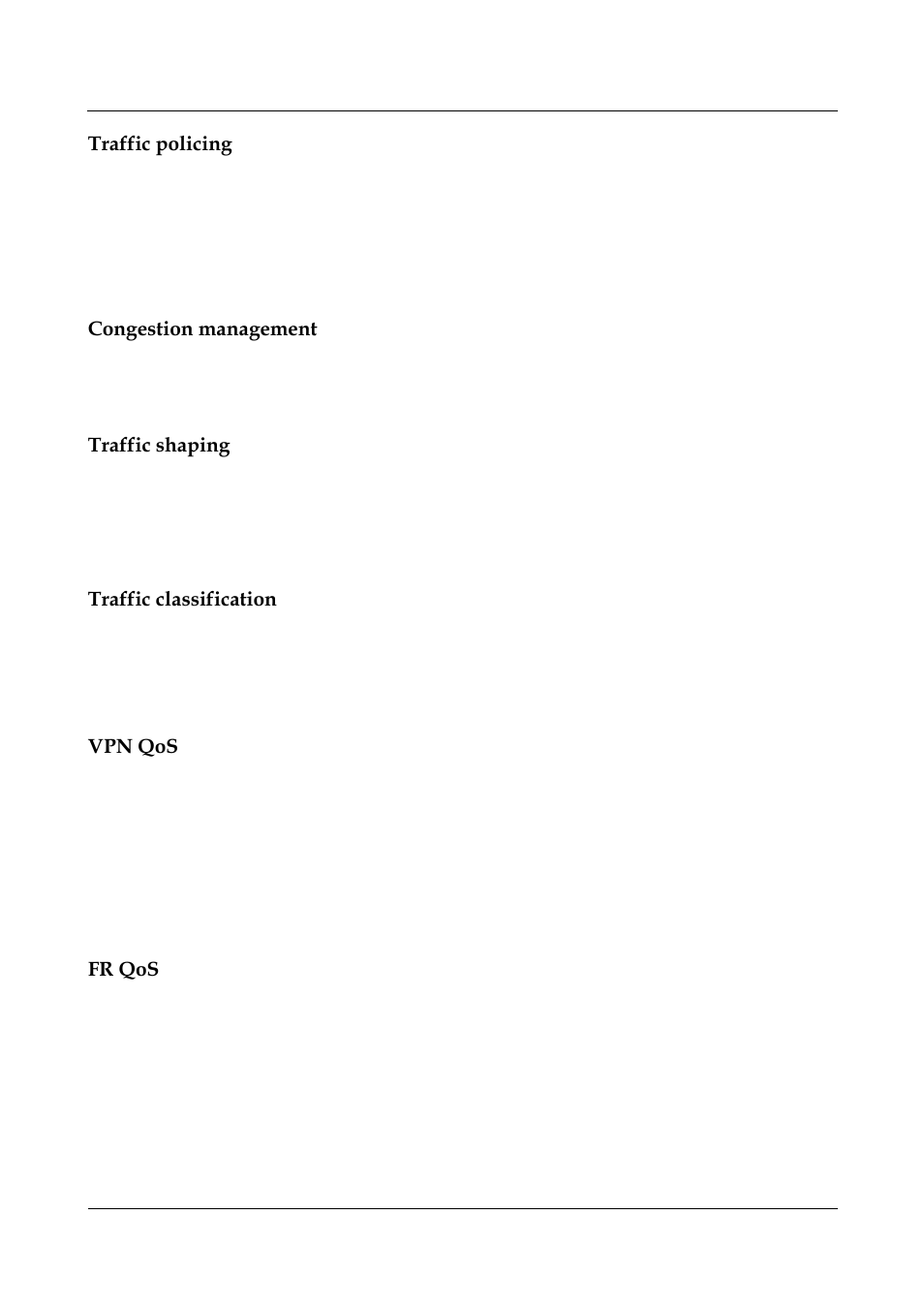 Traffic policing, Congestion management, Traffic shaping | Traffic classification, Vpn qos, Fr qos | Panasonic NN46240-501 User Manual | Page 42 / 237