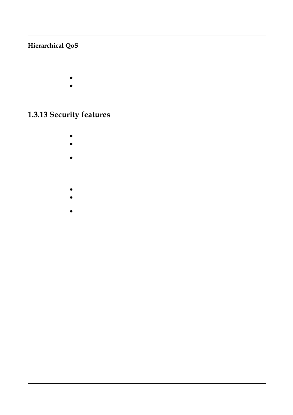 Hierarchical qos, 13 security features, 13 security features -17 | Security features | Panasonic NN46240-501 User Manual | Page 43 / 237