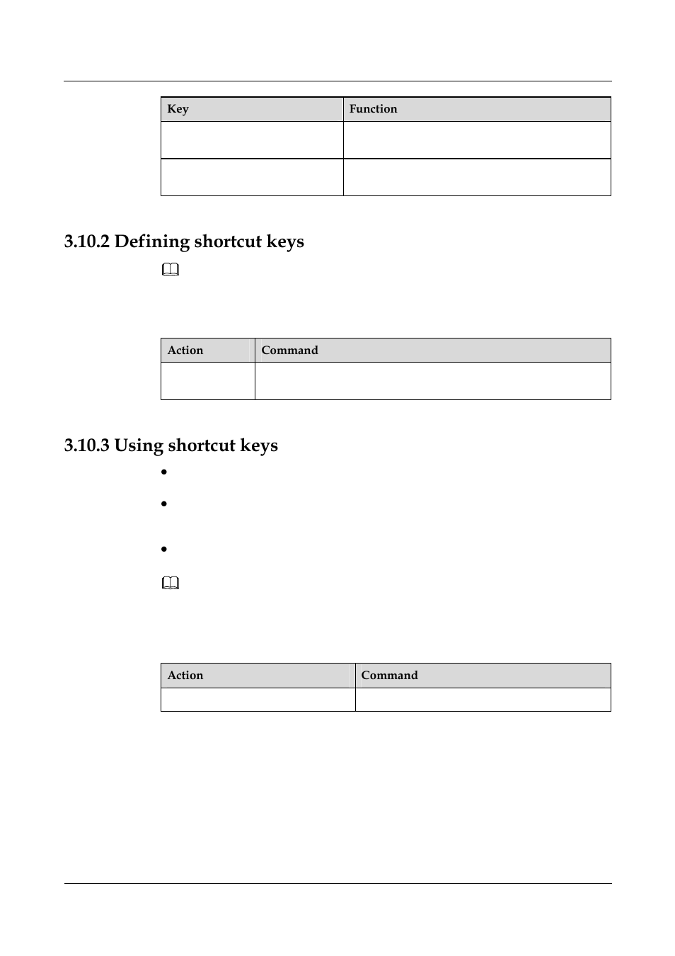 2 defining shortcut keys, 3 using shortcut keys, 10 shortcut keys -11 | 2 defining shortcut keys -13 | Panasonic NN46240-501 User Manual | Page 76 / 237