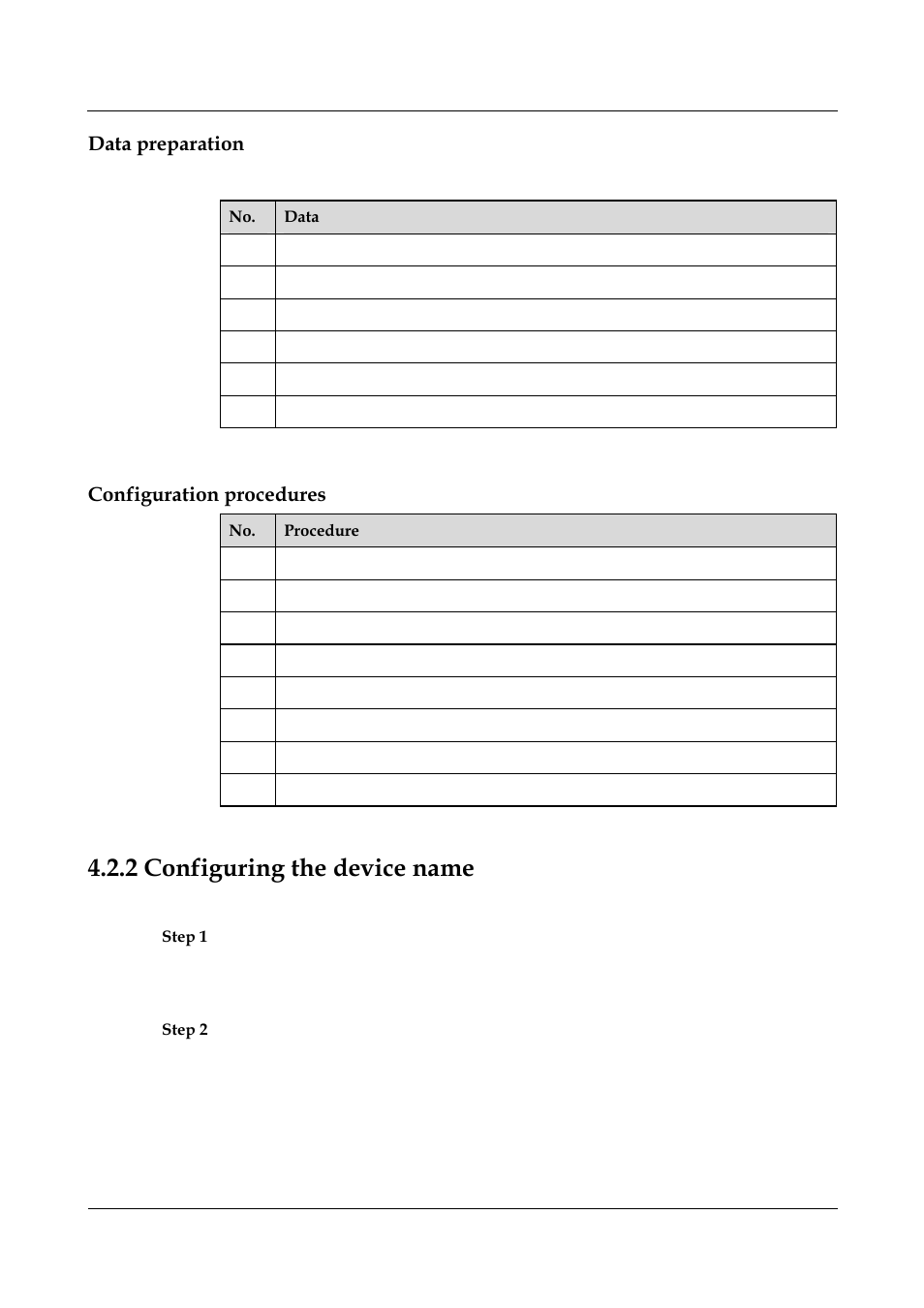 Data preparation, Configuration procedures, 2 configuring the device name | 2 configuring the device name -3 | Panasonic NN46240-501 User Manual | Page 82 / 237