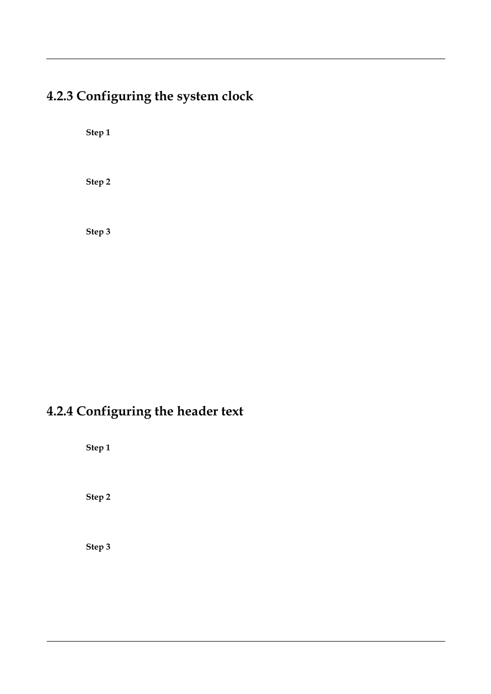 3 configuring the system clock, 4 configuring the header text, 3 configuring the system clock -4 | 4 configuring the header text -4, Configuring the system clock, Configuring the header text, Do as follows on the router: step 1 run, This command configures the time zone. step 3 run, The system view appears. step 2 run | Panasonic NN46240-501 User Manual | Page 83 / 237