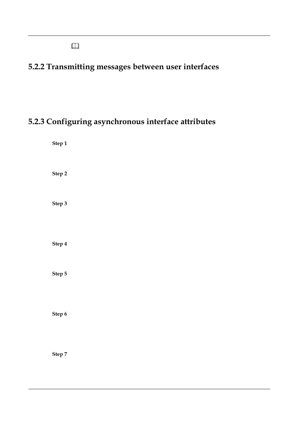 2 transmitting messages between user interfaces, 3 configuring asynchronous interface attributes, 2 transmitting messages between user interfaces -6 | 3 configuring asynchronous interface attributes -6, Transmitting messages between user interfaces, Configuring asynchronous interface attributes | Panasonic NN46240-501 User Manual | Page 96 / 237