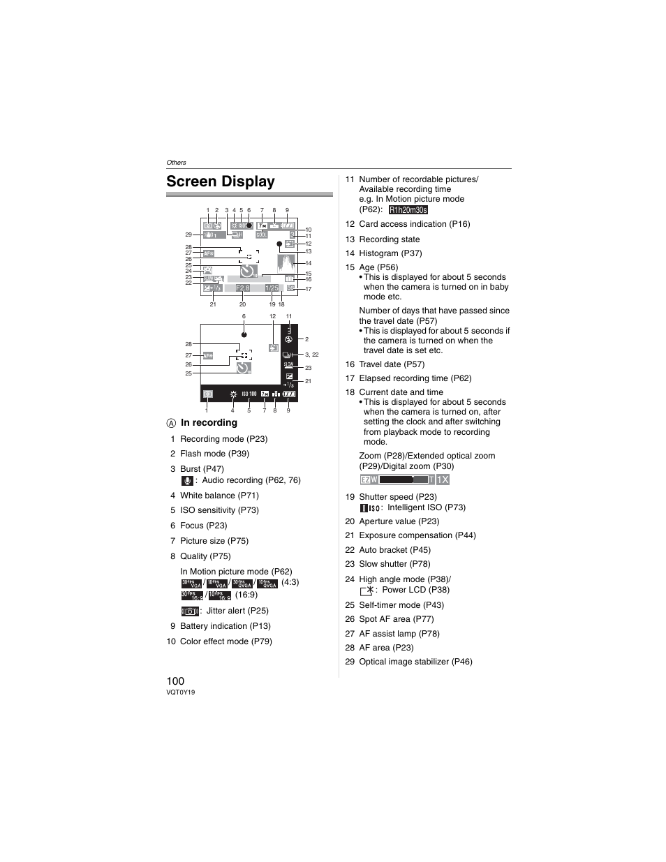 Others, Screen display | Panasonic DMC-FX50 User Manual | Page 100 / 128