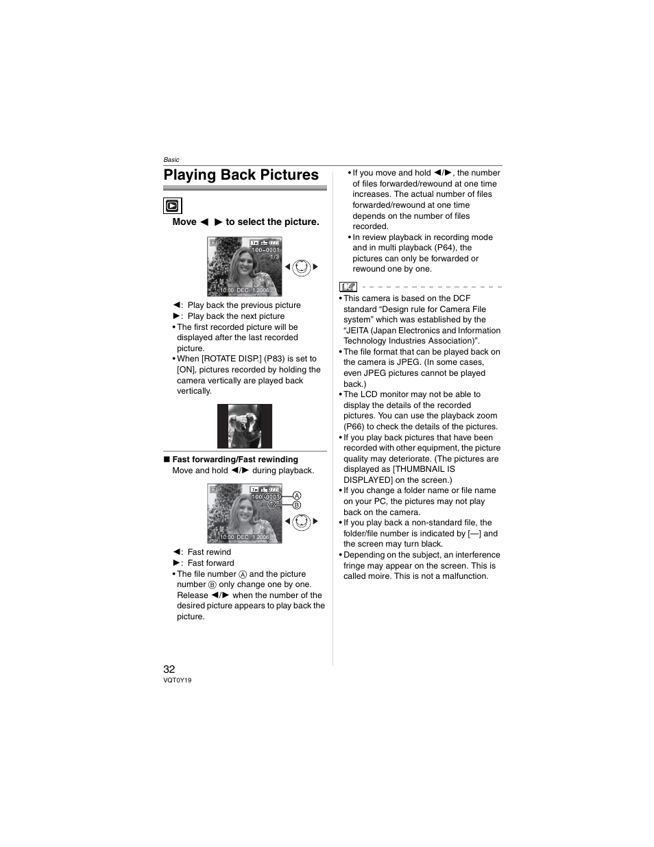 Playing back pictures | Panasonic DMC-FX50 User Manual | Page 32 / 128