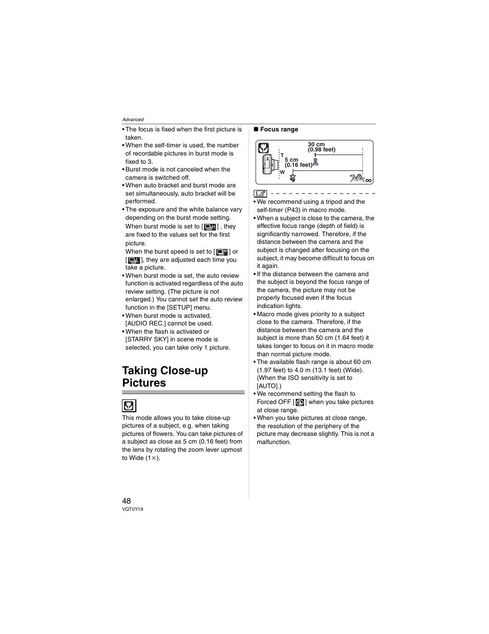 Taking close-up pictures | Panasonic DMC-FX50 User Manual | Page 48 / 128