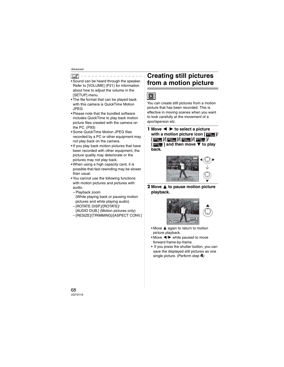 Creating still pictures from a motion picture | Panasonic DMC-FX50 User Manual | Page 68 / 128