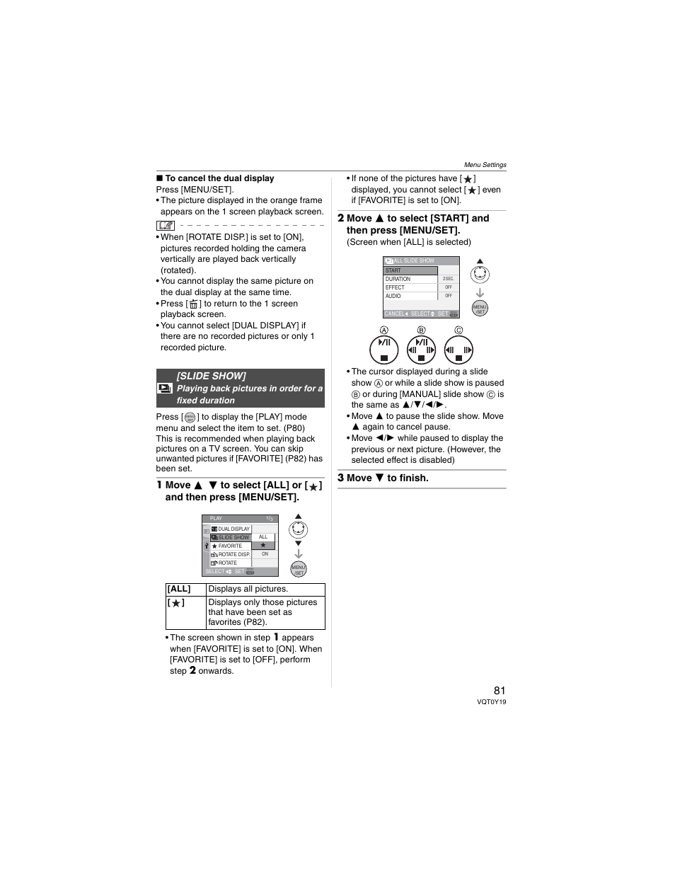 3 move  to finish. [slide show | Panasonic DMC-FX50 User Manual | Page 81 / 128