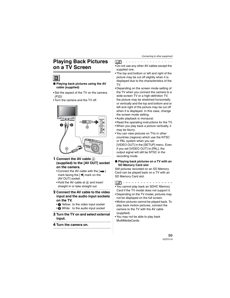 Playing back pictures on a tv screen | Panasonic DMC-FX50 User Manual | Page 99 / 128