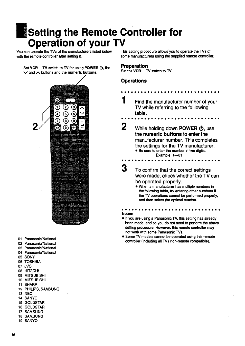 Preparation, Operations, Numeric buttons | Panasonic NV-HD 630 User Manual | Page 16 / 40