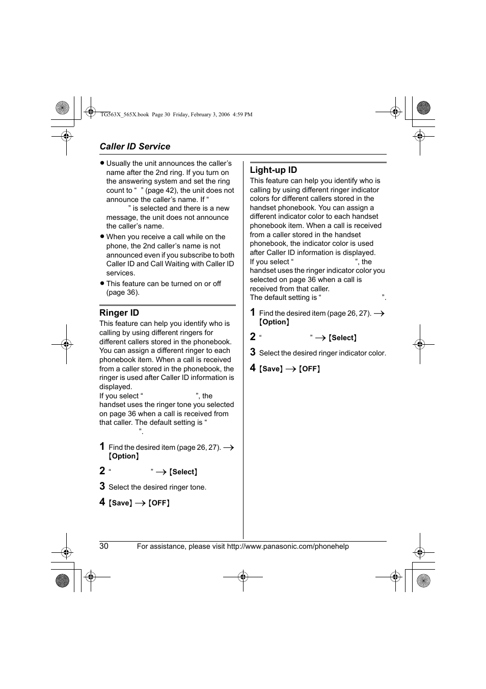 Panasonic KX-TG5631 User Manual | Page 30 / 64