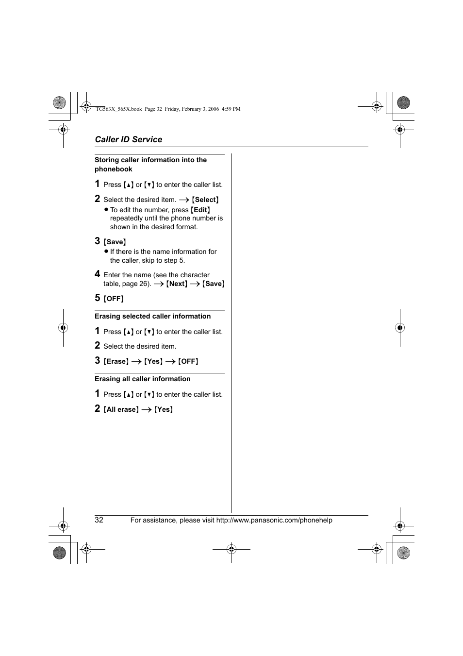 Panasonic KX-TG5631 User Manual | Page 32 / 64