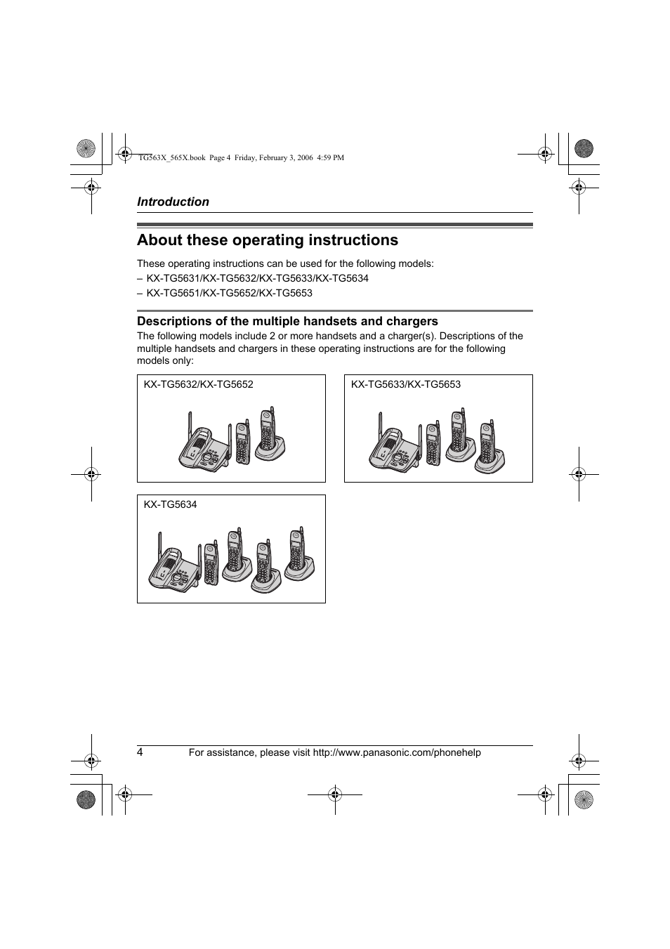 About these operating instructions | Panasonic KX-TG5631 User Manual | Page 4 / 64