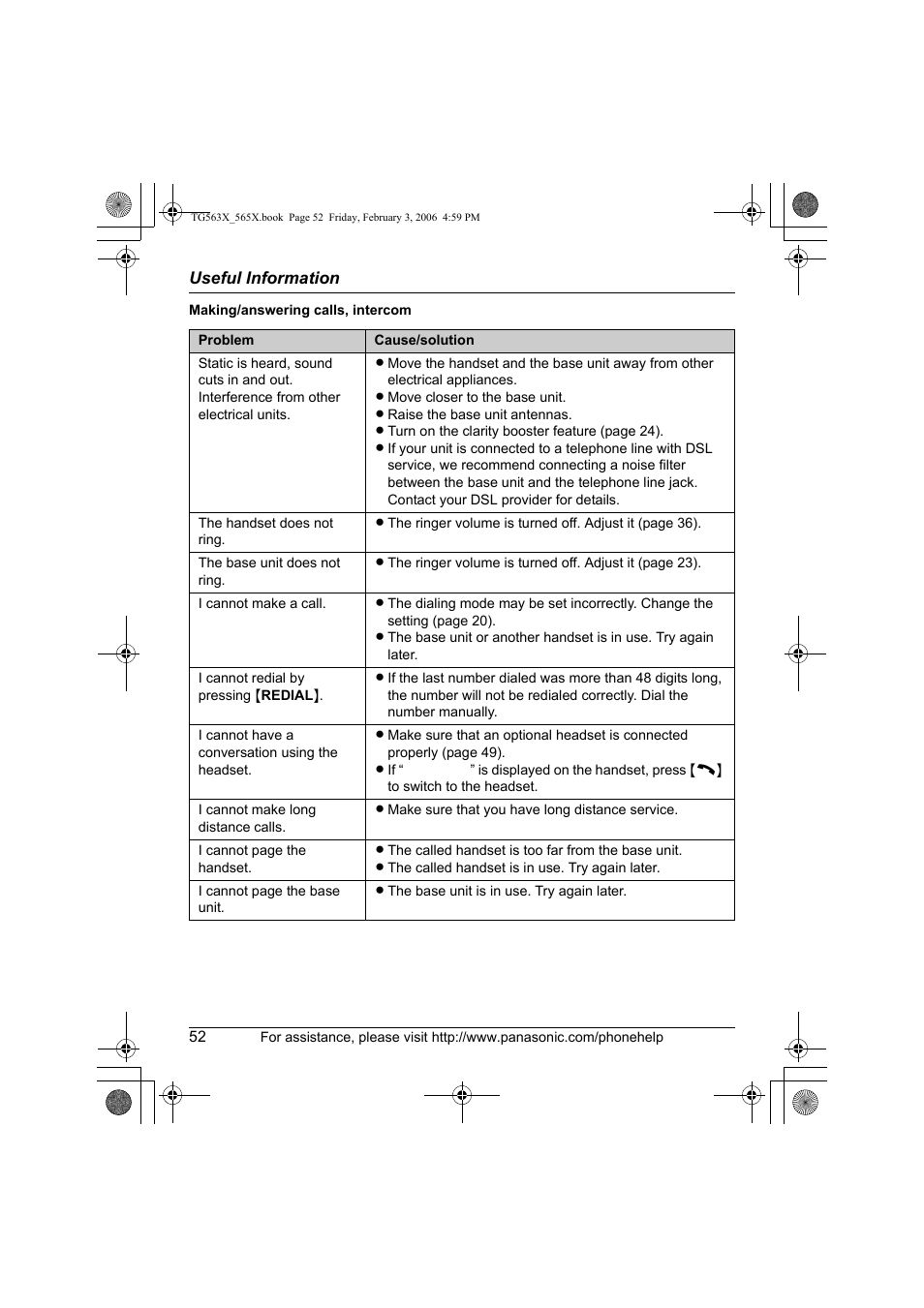 Panasonic KX-TG5631 User Manual | Page 52 / 64