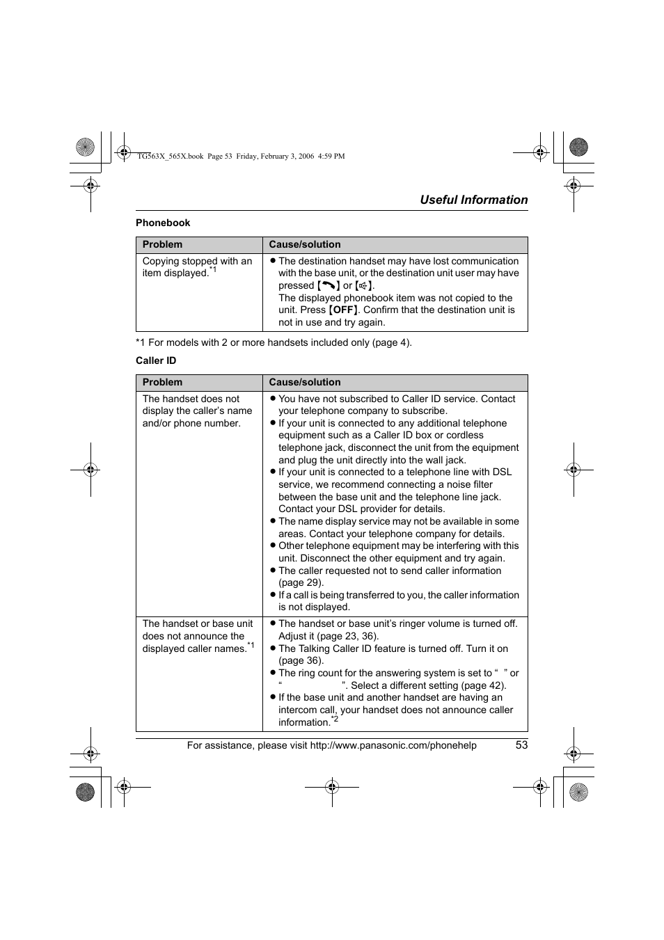 Panasonic KX-TG5631 User Manual | Page 53 / 64