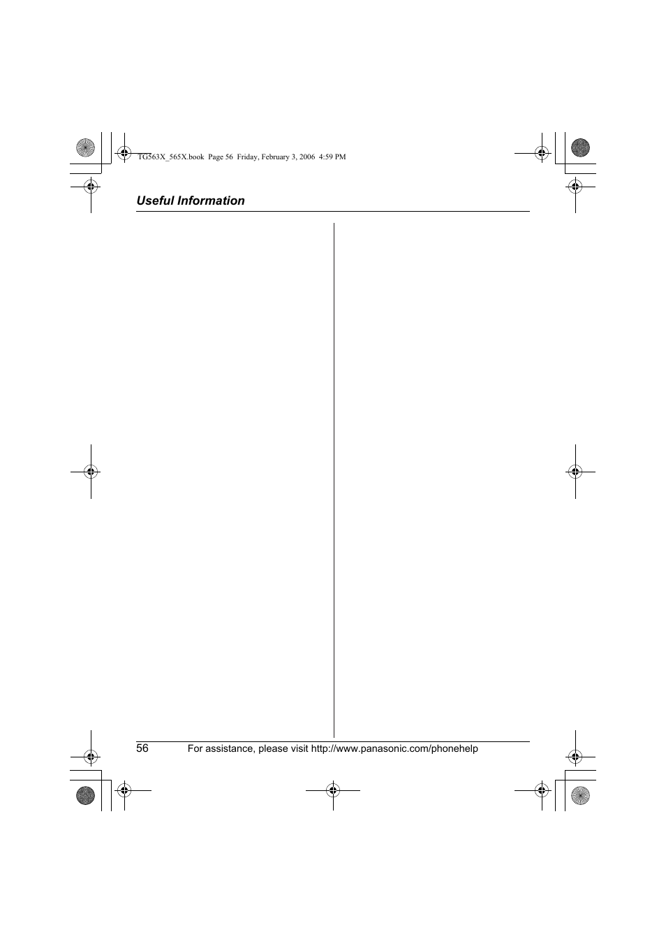 Panasonic KX-TG5631 User Manual | Page 56 / 64