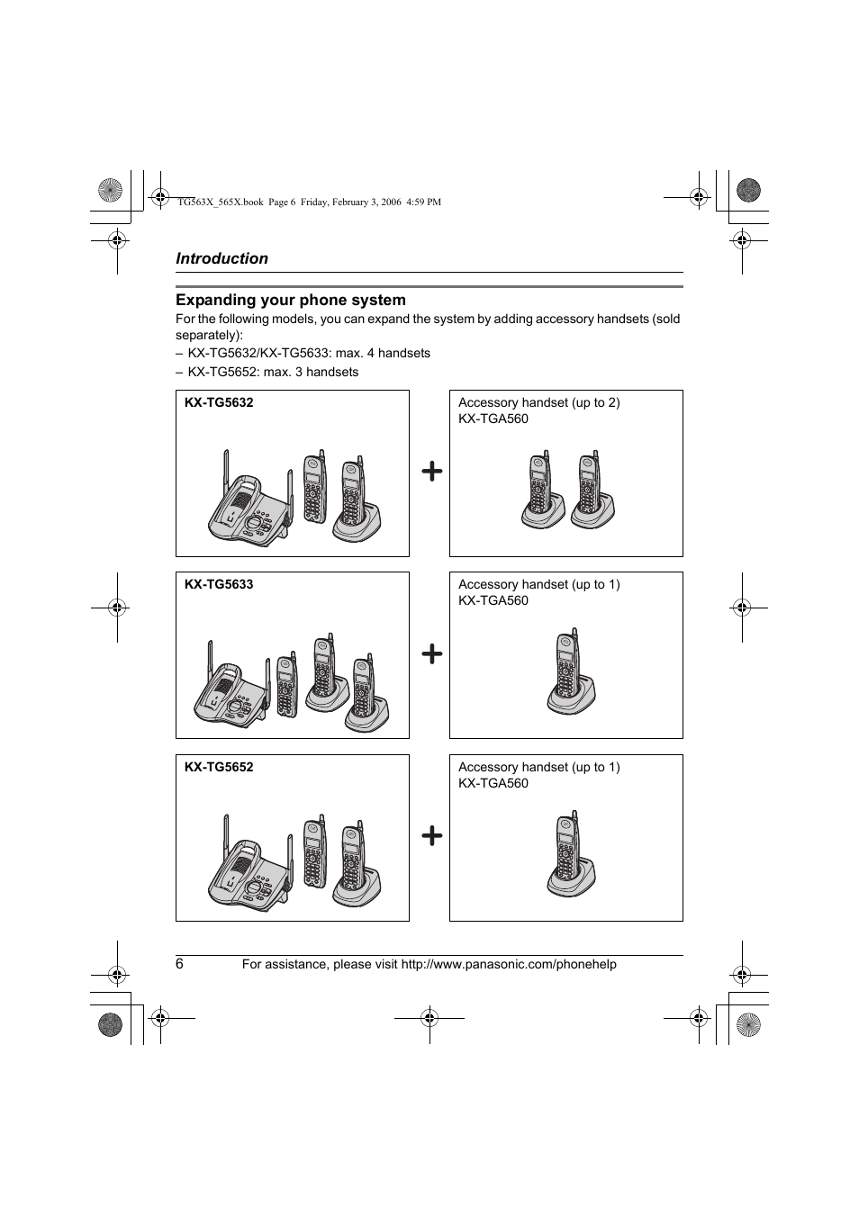 Panasonic KX-TG5631 User Manual | Page 6 / 64