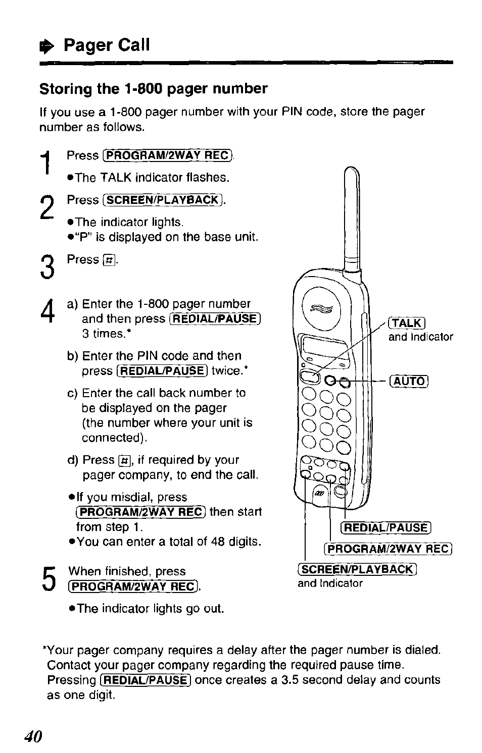 Press [program/2way rec), Pager call | Panasonic KX-TCM943-B User Manual | Page 40 / 64